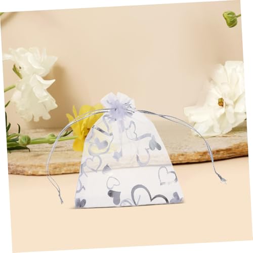 LOEFLIFA 100stücke Herzförmige Organzabeutel Mit Kordelzug Transparent Für Hochzeiten Babypartys Und Geschenkverpackungen Leicht Und Atmungsaktiv von LOEFLIFA