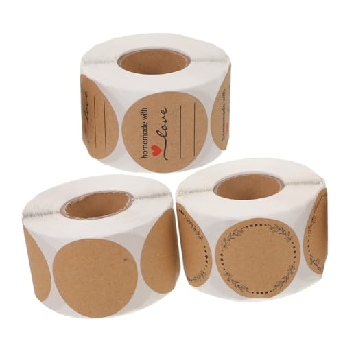LOEFLIFA 3 Stück Teiliges Runde Kraftpapier Aufkleber Selbstklebend Starke Haftung Beschreibbare Siegel Etiketten für Umschläge Verpackungen Dosen Vielseitig Einsetzbar für DIY Logo und von LOEFLIFA