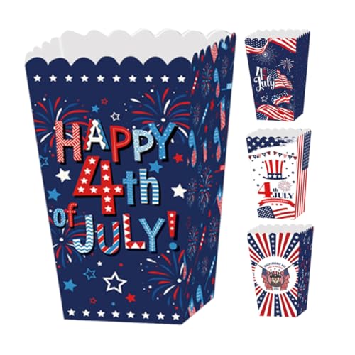 LOEFLIFA 4 Stück Patriotic Popcornboxen Wiederverwendbare Papiertüten für Filmabende Unabhängigkeitstag und Feierlichkeiten Vielseitige Snackbehälter für Partys und LOEFLIFA 4 Stück Patriotic Popcornboxen Wiederverwendbare Papiertüten für Filmabende Unabhängigkeitstag und Feierlichkeiten Vielseitige Snackbehälter für Partys und von LOEFLIFA