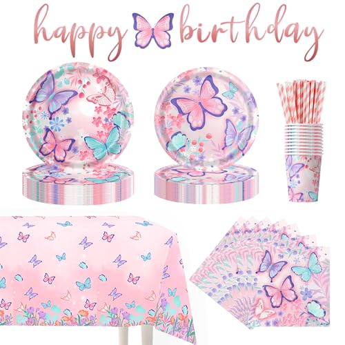 62 Stück Schmetterling Partygeschirr Set,Schmetterling Deko Geburtstag,10 Gäste Schmetterling Teller Set,Schmetterling Geburtstag Party Geschirr für Mädche,Schmetterling Party Deko Kindergeburtstag 62 Stück Schmetterling Partygeschirr Set,Schmetterling Deko Geburtstag,10 Gäste Schmetterling Teller Set,Schmetterling Geburtstag Party Geschirr für Mädche,Schmetterling Party Deko Kindergeburtstag von LOEPENLE