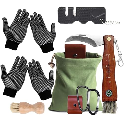 Pilzmesser mit Bürste und Lineal,Tragbares Schwammerlmesser, Schwammerlmesser mit Holzgriff,Messer Champignon/Trüffel Taschenmesser Klappmesser,mit Canvas Bushcraft Tasche,Geschenk für Pilzsammler Pilzmesser mit Bürste und Lineal,Tragbares Schwammerlmesser, Schwammerlmesser mit Holzgriff,Messer Champignon/Trüffel Taschenmesser Klappmesser,mit Canvas Bushcraft Tasche,Geschenk für Pilzsammler von LOEPENLE