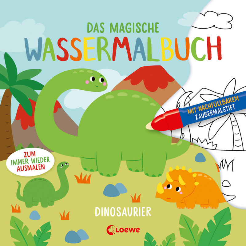 Das Magische Wassermalbuch - Dinosaurier, Kartoniert (TB) von Loewe Verlag