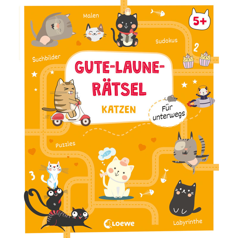 Gute-Laune-Rätsel Für Unterwegs - Katzen, Kartoniert (TB) von Loewe Verlag