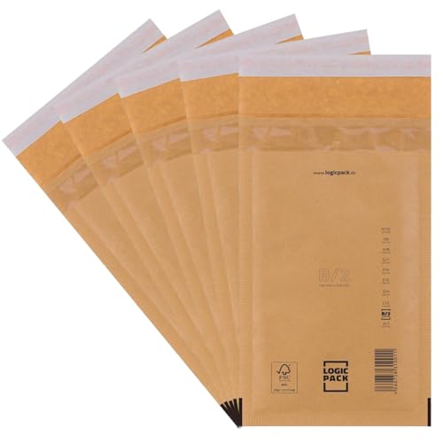 LOGIC PACK 100 Luftpolsterumschläge Luftpolstertaschen Braun B2 140 x 225 mm Gepolsterte Briefumschläge, Haftklebend Versandtaschen mit Luftpolsterfolie für DIN A6 LOGIC PACK 100 Luftpolsterumschläge Luftpolstertaschen Braun B2 140 x 225 mm Gepolsterte Briefumschläge, Haftklebend Versandtaschen mit Luftpolsterfolie für DIN A6 von LOGIC PACK