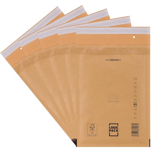 LOGIC PACK 50 Luftpolsterumschläge Luftpolstertaschen Braun D4 200 x 275 mm Gepolsterte Briefumschläge, Haftklebend Versandtaschen mit Luftpolsterfolie für DIN B5 LOGIC PACK 50 Luftpolsterumschläge Luftpolstertaschen Braun D4 200 x 275 mm Gepolsterte Briefumschläge, Haftklebend Versandtaschen mit Luftpolsterfolie für DIN B5 von LOGIC PACK
