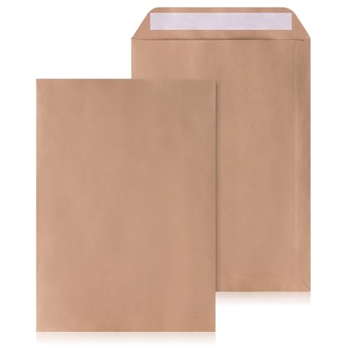 LOGIC PACK Briefumschläge DIN B4 ohne Fenster Selbstklebend - Kuvert B4 Umschläge Braun - Briefumschlag 250 x 353 mm - Briefkuvert ohne Fenster Versandtaschen B4 - Große Briefhüllen (250 Stück) von LOGIC PACK
