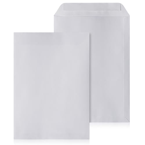 LOGIC PACK Briefumschläge DIN B4 ohne Fenster Selbstklebend - Kuvert B4 Umschläge Weiß - Briefumschlag 250 x 353 mm - Briefkuvert ohne Fenster Versandtaschen B4 - Große Briefhüllen (100 Stück) von LOGIC PACK