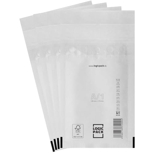 LOGIC PACK 50 Luftpolsterumschläge Versandtaschen Luftpolster A1 120 x 175 mm Weiß, Luftpolstertaschen Haftklebend Gepolsterte Briefumschläge Premium Umschläge Polsterumschläge geeignet für DIN A6 LOGIC PACK 50 Luftpolsterumschläge Versandtaschen Luftpolster A1 120 x 175 mm Weiß, Luftpolstertaschen Haftklebend Gepolsterte Briefumschläge Premium Umschläge Polsterumschläge geeignet für DIN A6 von LOGIC PACK