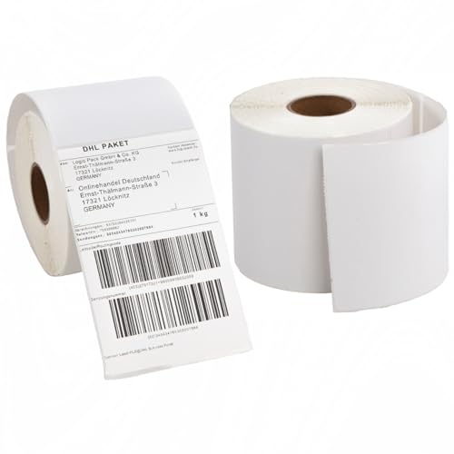 LOGIC PACK Etiketten 4x6 Versandaufkleber Thermo Etiketten für Zebra Drucker Versandetiketten zum Bedrucken 100 mm x 150 mm (500 Stück Etikketen - 1 Rolle) von LOGIC PACK