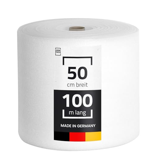 LOGIC PACK Trittschalldämmung aus PE-Schaumfolie 3mm 50 m² Rolle Dämmunterlage Laminatuterlage und Parkettunterlage Fußboden leicht zu schneiden - 0.5 m x 100 m 1 Rolle LOGIC PACK Trittschalldämmung aus PE-Schaumfolie 3mm 50 m² Rolle Dämmunterlage Laminatuterlage und Parkettunterlage Fußboden leicht zu schneiden - 0.5 m x 100 m 1 Rolle von LOGIC PACK