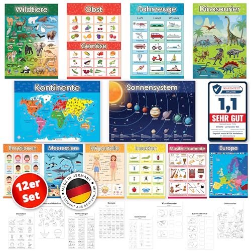 LOGIJO® 12 X pädagogische Montessori Lernposter - Set A3 mit Übungsblättern - Extra Premium Poster Papier seidenmatt - Lerngrundlagen 2 - Lernhilfe für Kinder der Vorschule und Grundschule LOGIJO® 12 X pädagogische Montessori Lernposter - Set A3 mit Übungsblättern - Extra Premium Poster Papier seidenmatt - Lerngrundlagen 2 - Lernhilfe für Kinder der Vorschule und Grundschule von LOGIJO