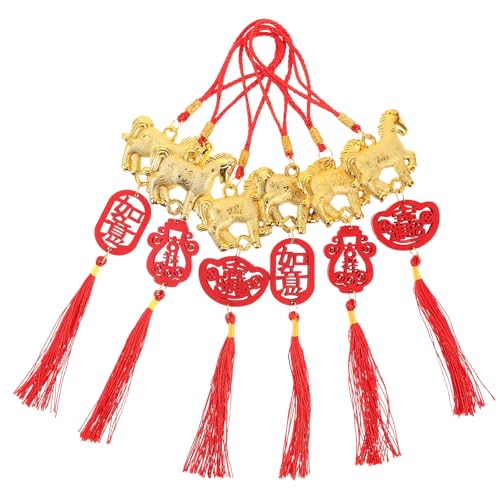 LOGOFUN 6 Stück Chinesische Neujahrsdekorationen Jahr des Pferdes Bonsai hängende Anhänger für Frühlingsfest 2026 Topfpflanzen-Dekor von LOGOFUN