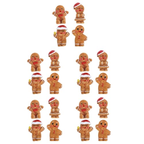 LOGOFUN Mini-Lebkuchenmann-Figuren, Miniatur-Lebkuchenmann-Statuen für Weihnachten, Bonsai, Desktop, Mikro-Landschaftsdekoration, 20 Stück von LOGOFUN