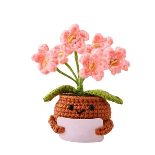 Blanko-Karte, lustig, gestrickt, Wolle, Spielzeug, kleine niedliche Häkelblume für Mädchen, Freunde, Schulanfang, Studenten, Geburtstag, Abschluss, motivierende Geschenke (Rosa) von LOGRRMTH