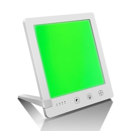 Tageslichtlampe 10000 Lux, Grün LED Lichttherapie Lampe Für Gegen Depressionen Sonnen Lampe Mit Touch-Steuerung Einstellbaren Farben Helligkeiten,Timer-Einstellungen Memoryfunktion,B von LOGT