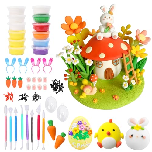 LOHAME 12 Stück Ostern Modelliermasse Lufttrocknend Bastelset Kinder Ostern Basteln Knete Osterhasen Küken Ostereier zum Basteln Osterdeko Ostergeschenke für Mädchen Junge Ostern Frühling LOHAME 12 Stück Ostern Modelliermasse Lufttrocknend Bastelset Kinder Ostern Basteln Knete Osterhasen Küken Ostereier zum Basteln Osterdeko Ostergeschenke für Mädchen Junge Ostern Frühling von LOHAME