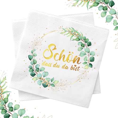 LOHAME 40 Stück Servietten Schön Dass Du Da Bist Tischdeko 33 x 33 cm Hochzeit Geburtstag Grün Eukalyptus Papierserviette Salbeigrün Partyzubehör für Jungen Mädchen Jugendweihe Kommunion Taufe LOHAME 40 Stück Servietten Schön Dass Du Da Bist Tischdeko 33 x 33 cm Hochzeit Geburtstag Grün Eukalyptus Papierserviette Salbeigrün Partyzubehör für Jungen Mädchen Jugendweihe Kommunion Taufe von LOHAME