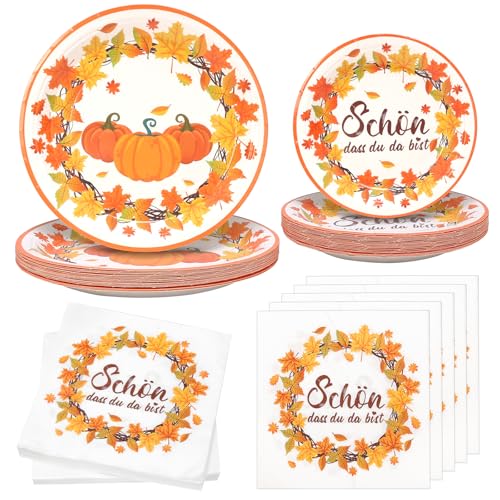 LOHAME 80 Stück Herbst Geschirr Set Ahornblatt Servietten Papptellern Tischdeko Herbstblätter Papierserviette Teller Kürbis Schön dass du da bist Partygeschirr Herbstdeko für Herbstzeit Party Hochzeit LOHAME 80 Stück Herbst Geschirr Set Ahornblatt Servietten Papptellern Tischdeko Herbstblätter Papierserviette Teller Kürbis Schön dass du da bist Partygeschirr Herbstdeko für Herbstzeit Party Hochzeit von LOHAME