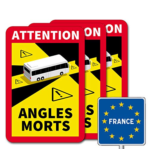 Attention Angles Morts / Achtung Tote Winkel - Set für Frankreich mit Bus-Symbol (1 Magnetschild + 2 Aufkleber) von LOHOFOL