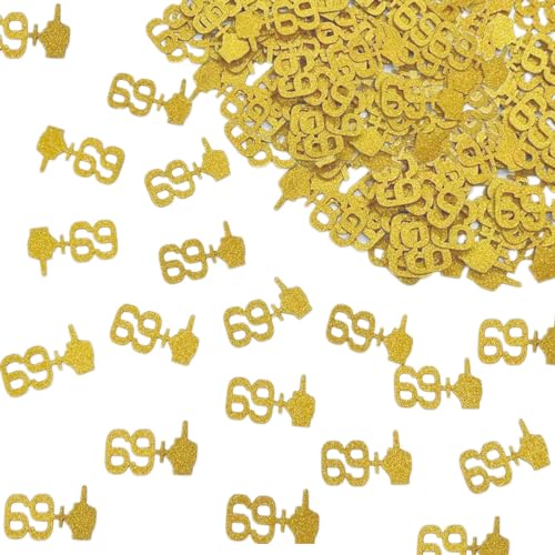 LOINFE Konfetti 70 Geburtstag Deko, 100pcs Gold Tischdeko 70 Geburtstag Streudeko 70 Geburtstag Deko 69+1 Geburtstag Konfetti-Dekorationen für Mann Frau von LOINFE