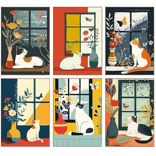 LOITTAINUE 6 Stück Malen Nach Zahlen Erwachsene Tiere Katze, DIY Handgemalt Ölgemälde Set mit Leinwand, Pinsel und Acrylpigment, paint by numbers Kit für Geschenke und Maldekorationen - 20 x 30 cm LOITTAINUE 6 Stück Malen Nach Zahlen Erwachsene Tiere Katze, DIY Handgemalt Ölgemälde Set mit Leinwand, Pinsel und Acrylpigment, paint by numbers Kit für Geschenke und Maldekorationen - 20 x 30 cm von LOITTAINUE