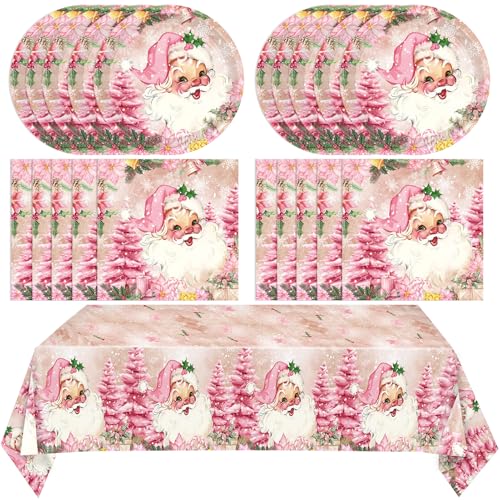 Weihnachtsparty-Zubehör-Set: 20 x 17,8 cm große Weihnachtsmann-Teller, 20 x Weihnachtspapierservietten und 1 x Tischdecke 137 x 274 cm Weihnachtsparty-Zubehör-Set: 20 x 17,8 cm große Weihnachtsmann-Teller, 20 x Weihnachtspapierservietten und 1 x Tischdecke 137 x 274 cm von LOIYSHINE