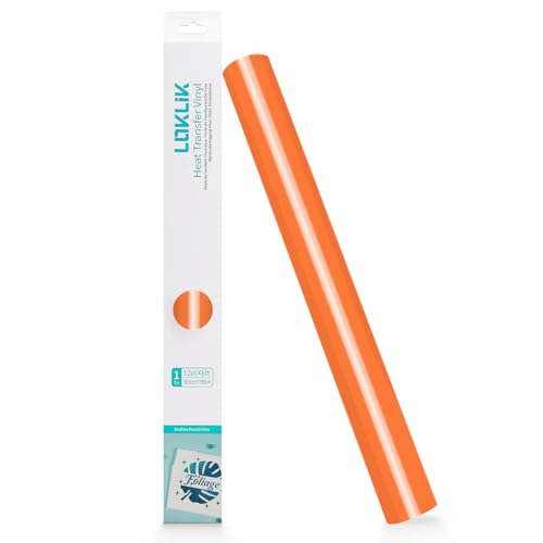 LOKLIK Bügelfolie – 30,5 x 90 cm – Flexfolie für T-Shirts, Taschen & mehr – Waschbar & langlebig – Kompatibel mit Cricut, Silhouette Schneideplottern (Orange) von LOKLIK