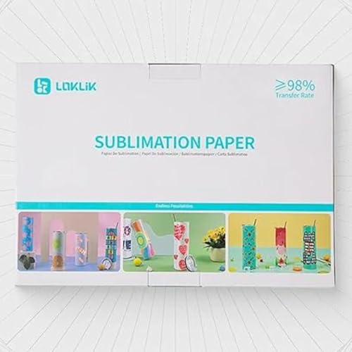 LOKLiK 140 Blatt Sublimationspapier – Hochwertige, farbintensive Drucke für T-Shirts, Tassen & mehr – Schnelle Tintenaufnahme, langlebig & waschbeständig – Kompatibel mit Sublimationsdruckern von LOKLIK