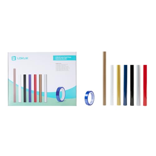 LOKLiK Starterpaket für Auto Heat Press & Auto 2 Smart – 6 Rollen Wärmeübertragungs-Vinyl, 3 Teflon-Sublimationsfolien – Ideales Set für Einsteiger und Experten im Thermodruck von LOKLIK