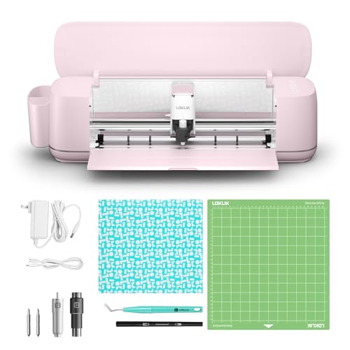LOKLiK iCraft Plotter-Maschine – Schneidemaschine zum Personalisieren von Textilien, Tassen, Taschen, Aufklebern und Dekorationen. Kompatibel mit Flexfolie, Papier, Leder, Karton und mehr. (Rosa) von LOKLIK
