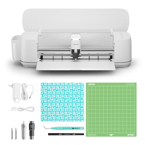 LOKLiK iCraft Plotter-Maschine – Schneidemaschine zum Personalisieren von Textilien, Tassen, Taschen, Aufklebern und Dekorationen. Kompatibel mit Flexfolie, Papier, Leder, Karton und mehr. (Weiß) von LOKLIK