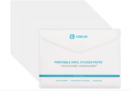 Selbstklebendes Vinylpapier, matt, bedruckbar, LOKLIK A4, für kreative Drucke und verschiedene Anwendungen – Packung mit 20 Blatt von LOKLIK