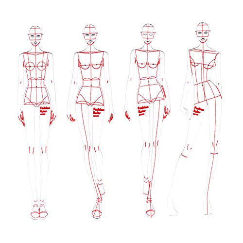 F Fityle 4Pcs Mode Zeichnung Vorlage Lineal Set, Frau Nähen Humanoide Muster Design, Kleidung Messen Französische Kurven Lineale A4 Muster Papier - A von LOL-FUN