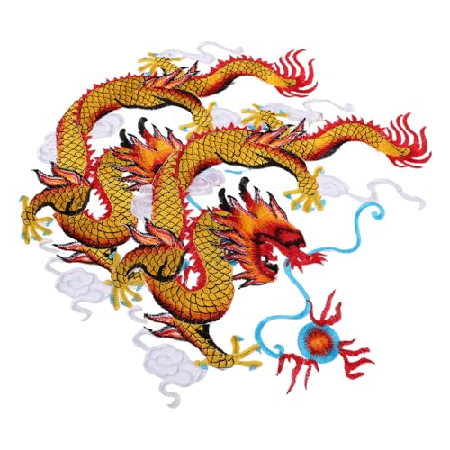 LOLIPPYY 1 Paar Drachensticker Aufkleber stoff aufnäher Kleidungsflicken Drachenapplikation Aufbügelapplikationen für Kleidung gestickte Patches zum Aufbügeln chinesische Patches Polyester von LOLIPPYY