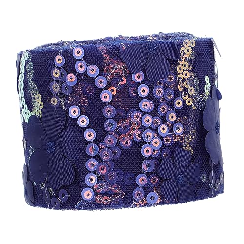 LOLIPPYY 1 Rolle Dekoratives Tüllgewebe Stoff Seidenbänder Schleife breites Band Blumen- seidenband ribbon Paillettenband für DIY Material zur Herstellung von Haarspangen Polyester Blue von LOLIPPYY