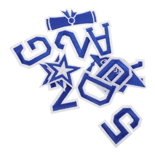 LOLIPPYY 1 Satz Graduations Patches Weiße Basis mit Blauer Stickerei Aufbügelbare Mode Patches für Kleidung Rucksäcke und Hüte Diy Fashion Accessoires von LOLIPPYY