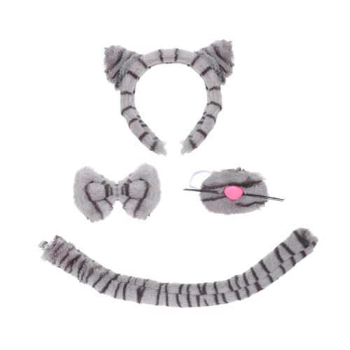 LOLIPPYY 1 Satz Haarband aus Horn Cosplay Katzen Zubehör Halloween Tier Ohren Katzen Kopfband Set Cosplay Tier Ohren Halloween Katzen Outfit Tierstirnband Cosplay-Kopfbedeckung Flanell Grey von LOLIPPYY