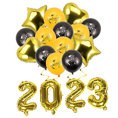 LOLIPPYY 1 Satz Partyballons Für Den Abschluss Abschluss-klassenzimmer-ornamente Ballongirlande Ballonzubehör Geburtstagsabschluss Goldrand Luftballons Metallic Banner Golden Aluminiumfolie von LOLIPPYY