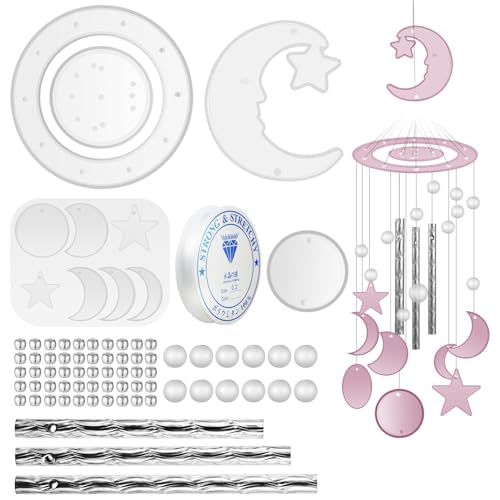 LOLIPPYY 1 Satz Windspiel Silikonformen DIY Kit Epoxidharz Gießform für Windspiele Wiederverwendbare Bastelbedarf mit Hoher Haltbarkeit und Einfacher Entformung von LOLIPPYY