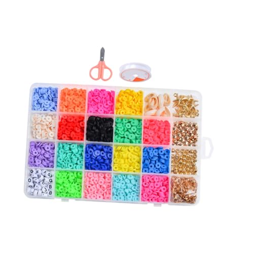 LOLIPPYY 1 Schachtel Fächer Polymer Clay Perlen für Armband Schmuckherstellung DIY Schmuckzubehör Boho Stil Bunte Dekorative Perlen für Individuelle Armbänder und Halsketten von LOLIPPYY