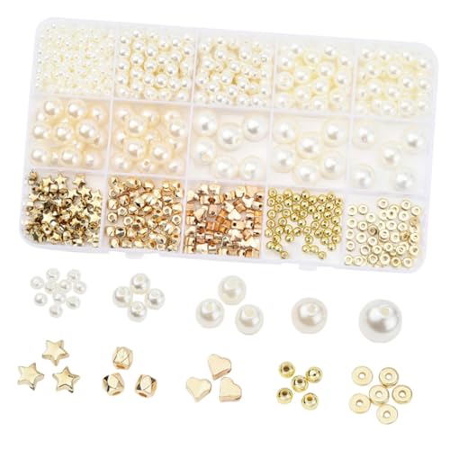 LOLIPPYY 1 Schachtel Fünfeckige Spacer Perlen DIY Schmuckperlen für Armbänder Halsketten Ohrringe Basteln Stabile Glänzende Perlen für Schmuckherstellung und Kreative Handarbeit von LOLIPPYY