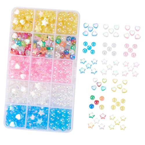 LOLIPPYY 1 Schachtel Teiliges Acryl DIY Spacer Perlen mit Stern und Herzformen Glatte Oberfläche Leicht Auffädelbar für Schmuckherstellung Wie Armbänder Halsketten Ohrringe und von LOLIPPYY