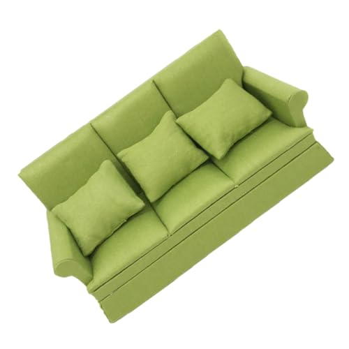 LOLIPPYY 1 Set Puppenhaus Sofa Mini Möbel Für Puppenhaus Maßstab 112 Puppenhaus Möbel Miniatur Möbel Puppenhaus Couch Miniatur Couch Miniatur Möbel Modell Sofa Stoff Grün von LOLIPPYY