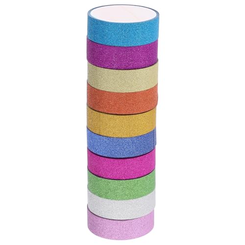 LOLIPPYY 10 Rollen Glitzer Washi Tape Bunte DIY Klebebänder für Scrapbooking Handwerk und Kreative Projekte Selbstklebend und Leicht Abreißbar für Notizbücher Alben und Dekoration von LOLIPPYY