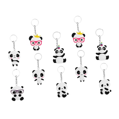 LOLIPPYY 10 Stück Cartoon Panda Schlüsselanhänger Lustige Panda Schlüsselketten für Taschen und Rucksäcke Perfektes für Partys und Dekoration von LOLIPPYY