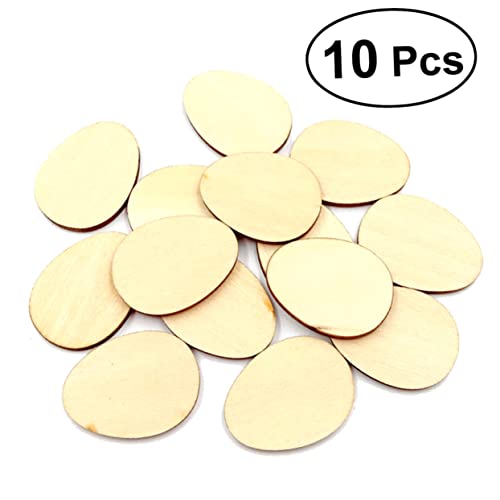LOLIPPYY 10 Stück Dekorative Holzspäne Dekorationen Eier Basteln Eier Hängezubehör Token Ornamente Eier Dekorieren Malen Bauen Pastell Party Weiß Natur Dekorieren von LOLIPPYY