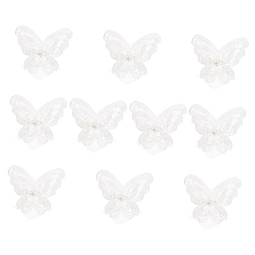 LOLIPPYY 10 Stück Gestickter Schmetterlings-Patch Applikation nähen Schmetterlingsnähte auf Applique Patch Dekoration Premium-Kleidungsapplikation handgefertigte Applikation Stoff Weiß von LOLIPPYY