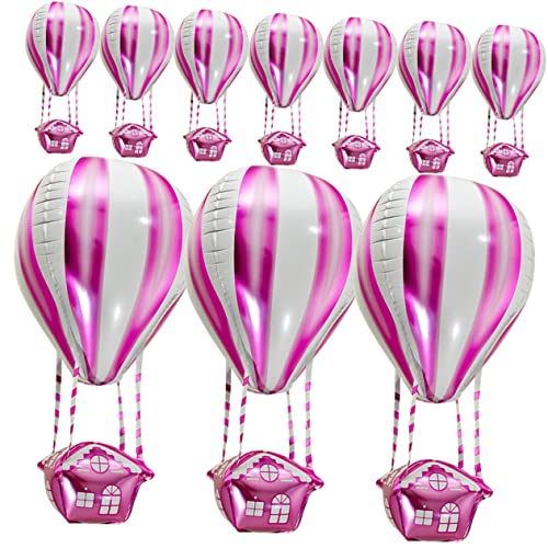 LOLIPPYY 10 Stück Heißluftballon Geburtstag hoch UV Pastell wiederverwendbar Und babyshowerparty shower party Feierlichkeiten-Dekoration Folienballon Heliumballon Aluminiumfolie Rosa von LOLIPPYY