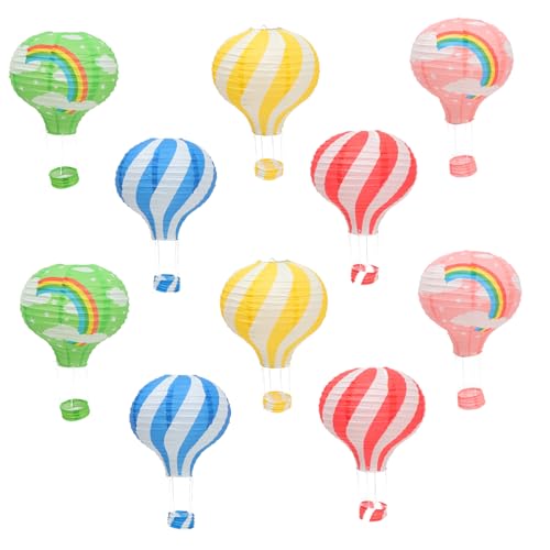 LOLIPPYY 10 Stück Papier Heißluftballon Dekoration für Kinderzimmer Wiederverwendbare Hängende Lampions Regenbogenfarben und Streifen für Partys Geburtstagsfeiern und Festlichkeiten LOLIPPYY 10 Stück Papier Heißluftballon Dekoration für Kinderzimmer Wiederverwendbare Hängende Lampions Regenbogenfarben und Streifen für Partys Geburtstagsfeiern und Festlichkeiten von LOLIPPYY