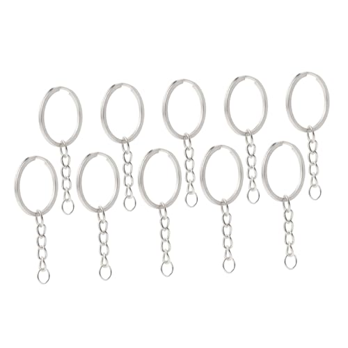 LOLIPPYY 10 Stück Runde Spaltring Schlüsselringe Metall mit Kette DIY Schlüsselanhänger Zubehör für Kreative Projekte und Handwerkskunst von LOLIPPYY